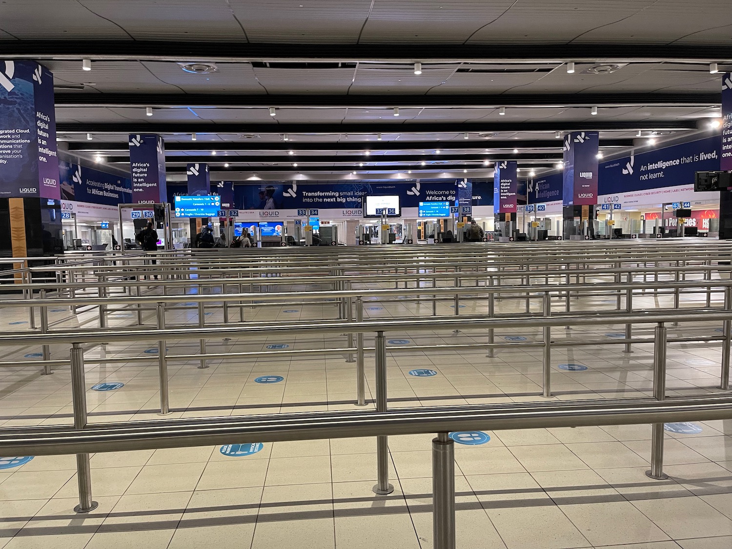 a metal railings in an airport