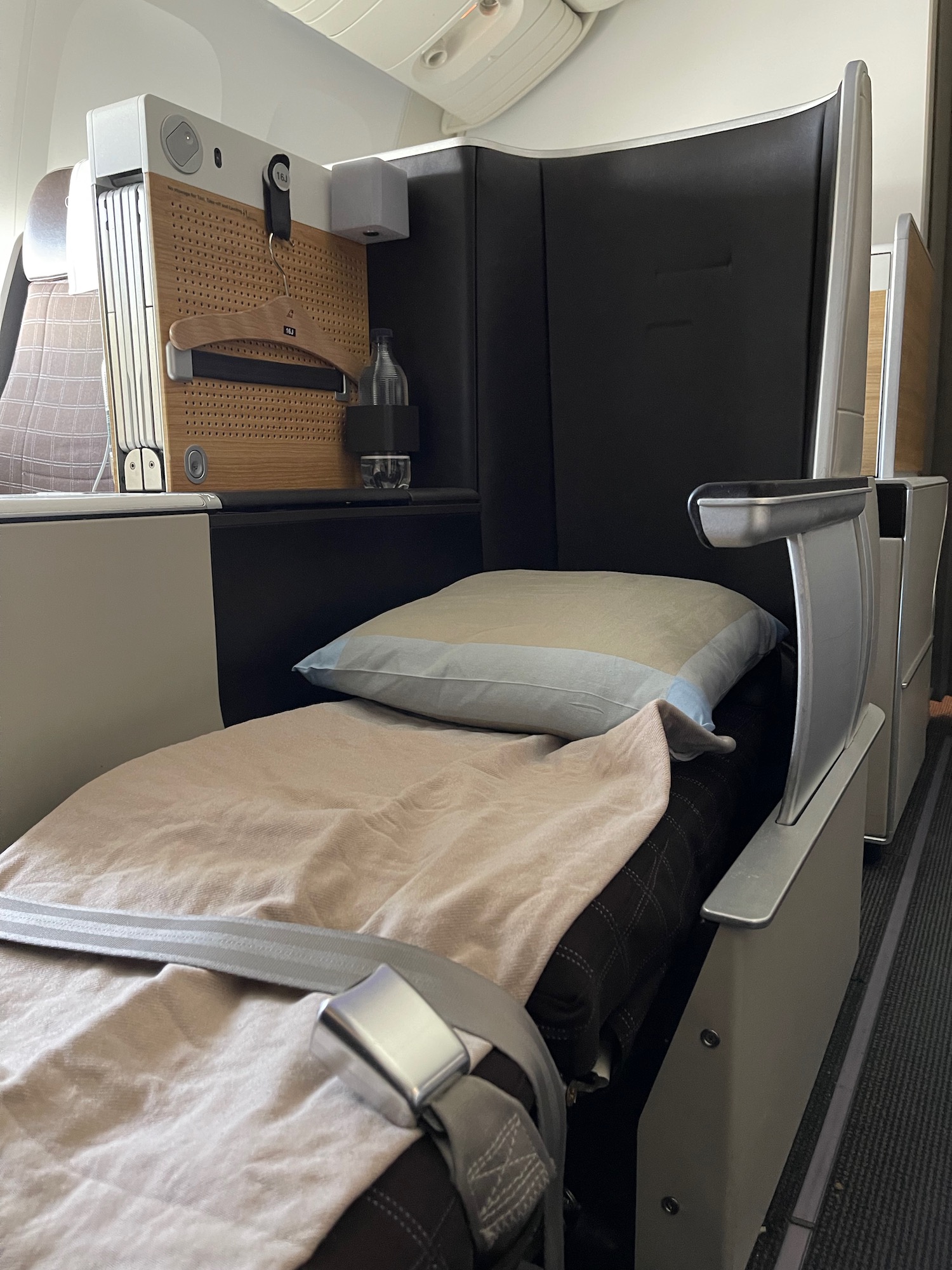 a bed in a plane