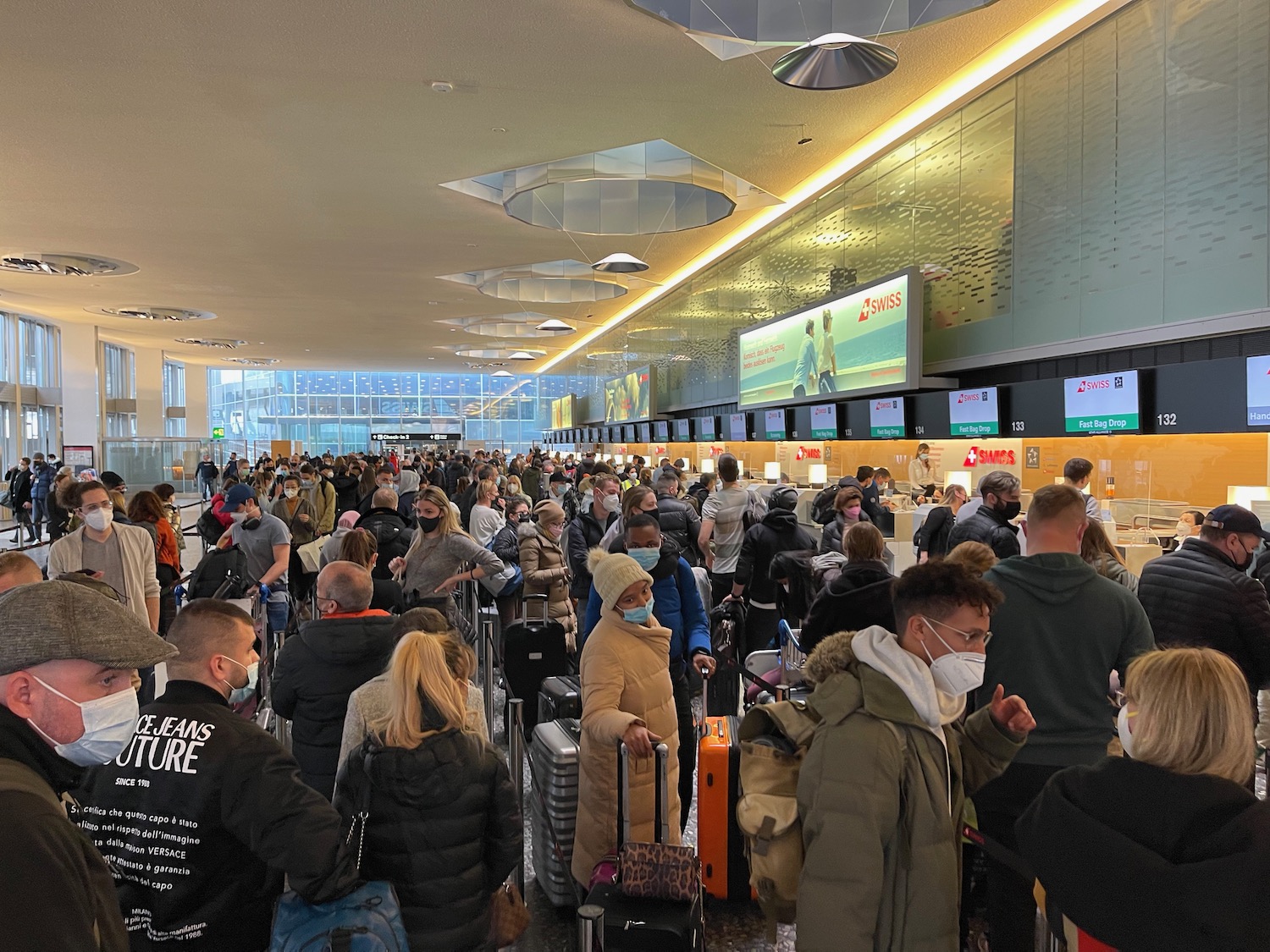 a group of people in a terminal