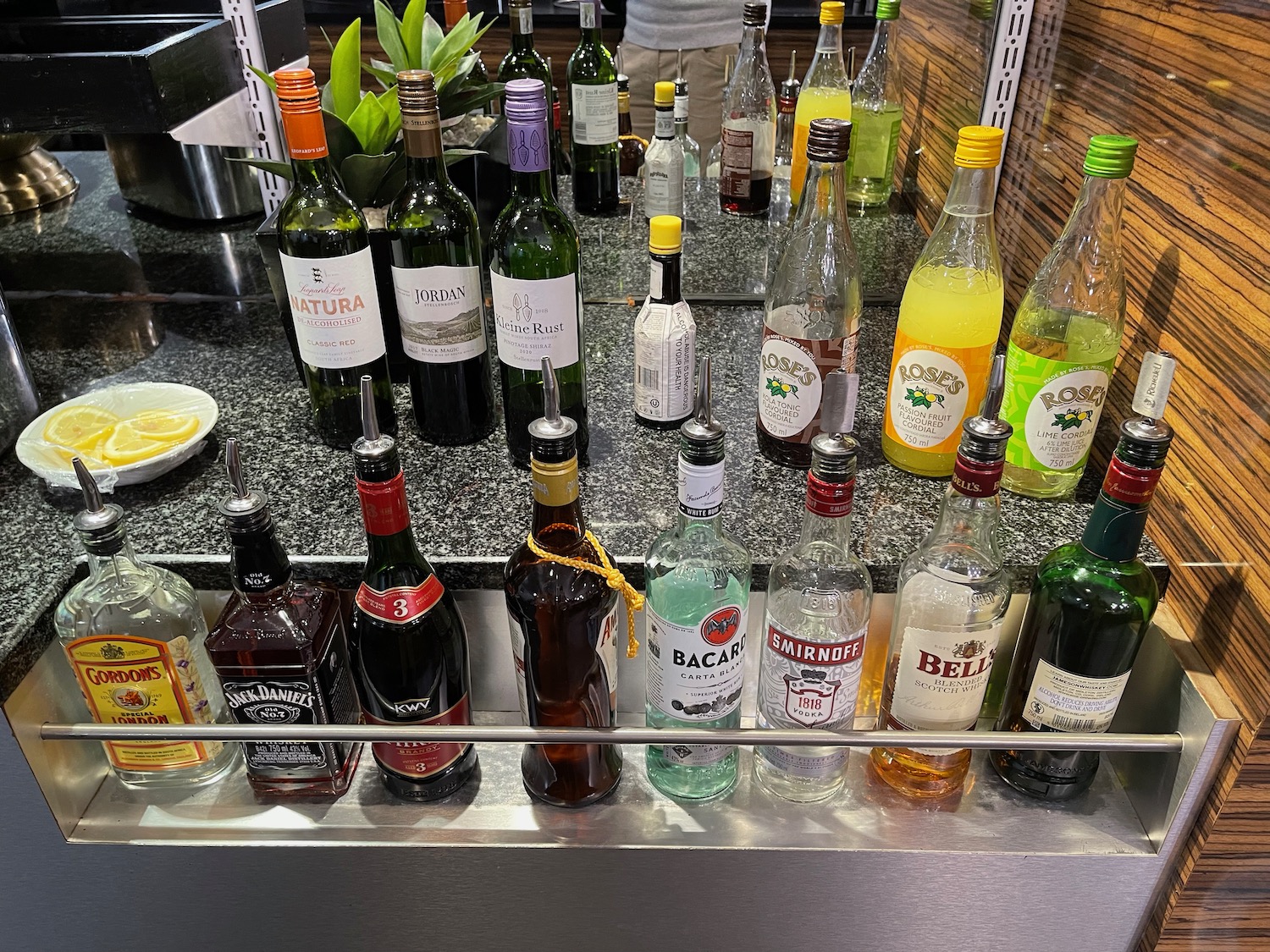 a group of bottles on a counter