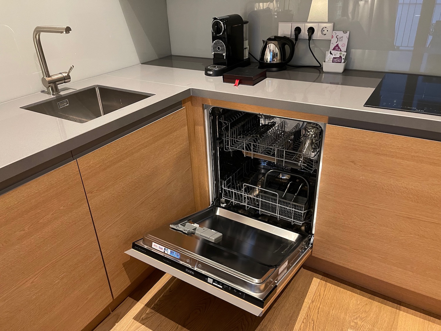 a dishwasher with a door open