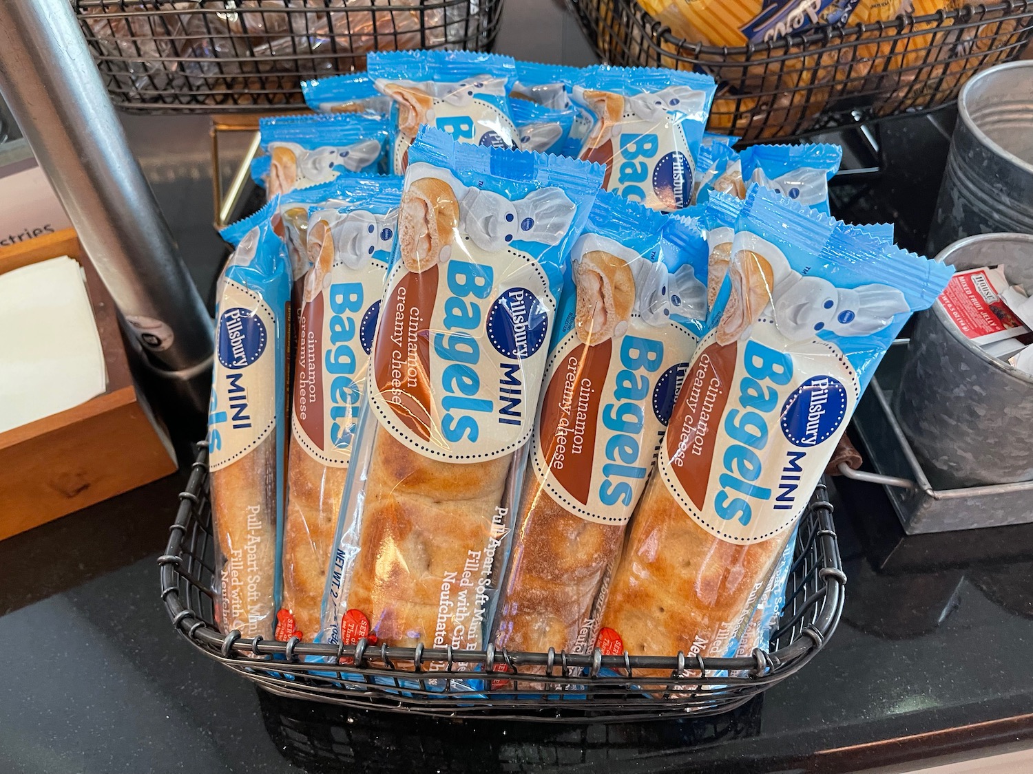 a basket of bagels