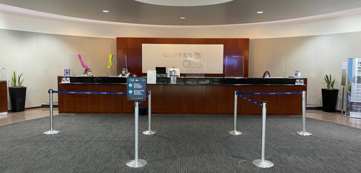 a reception desk in a building