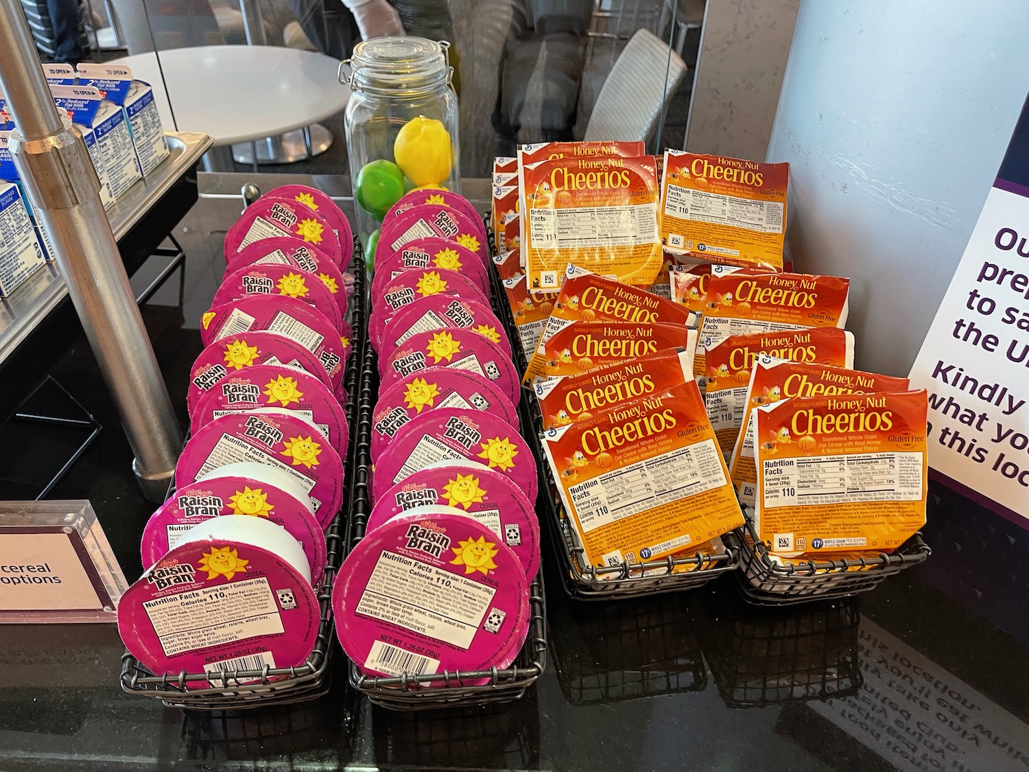 a group of baskets of food on a table