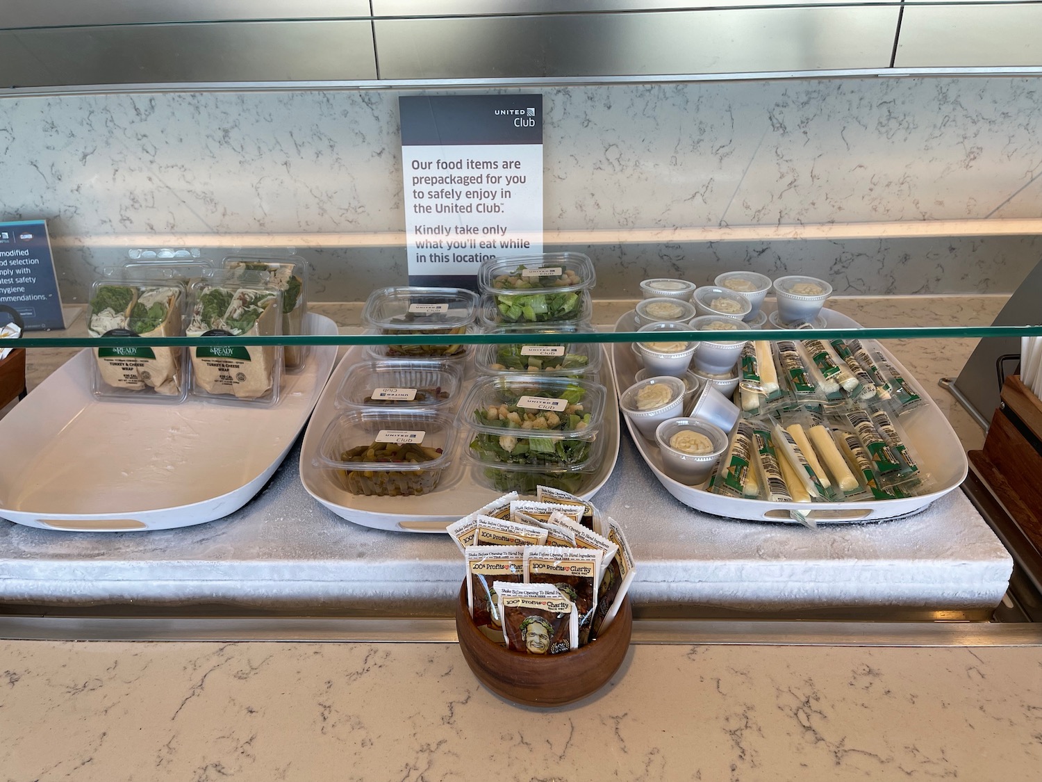 a display case with food in it