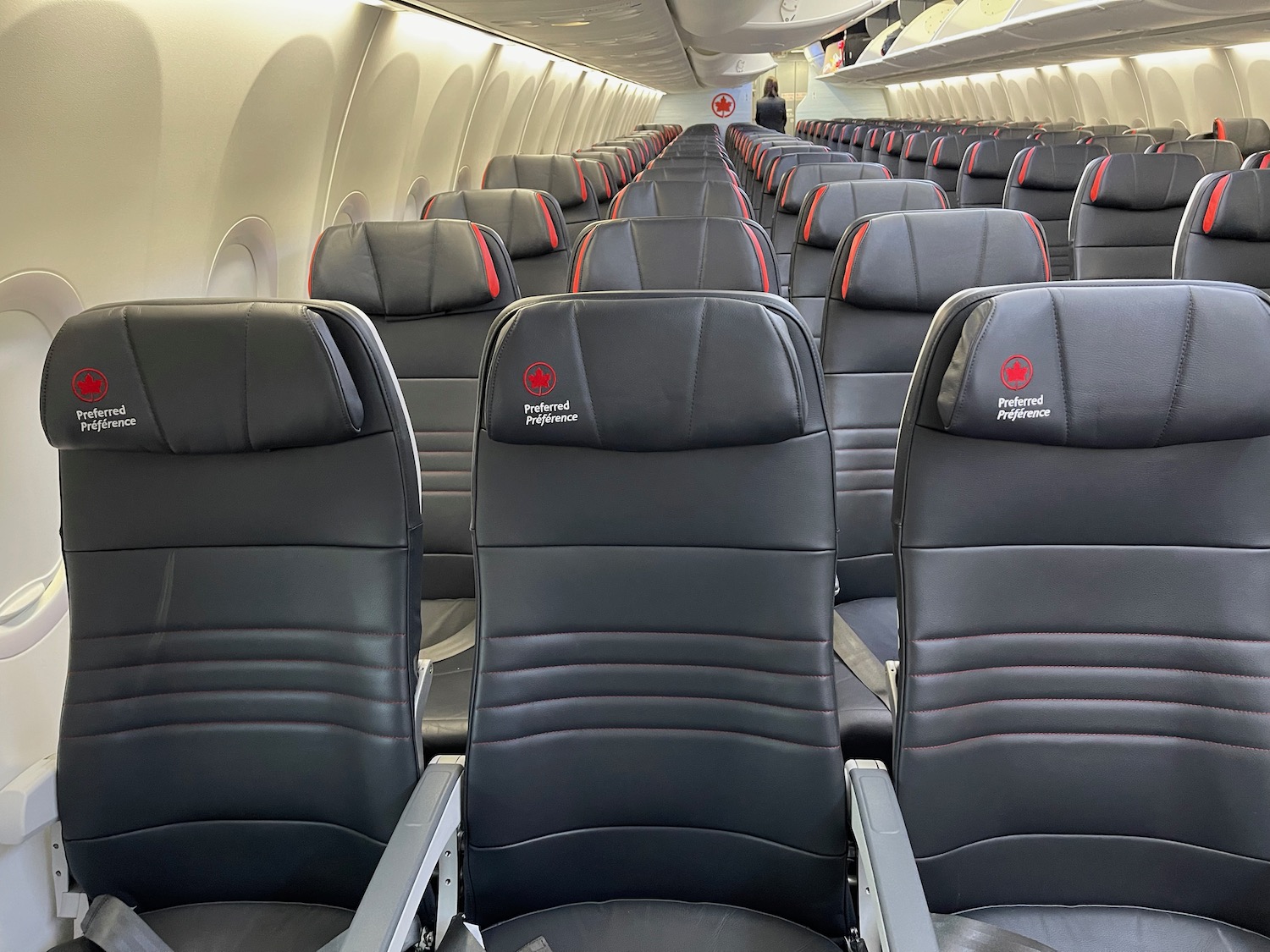 a row of seats in an airplane