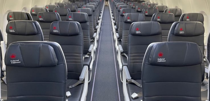 a row of seats in an airplane