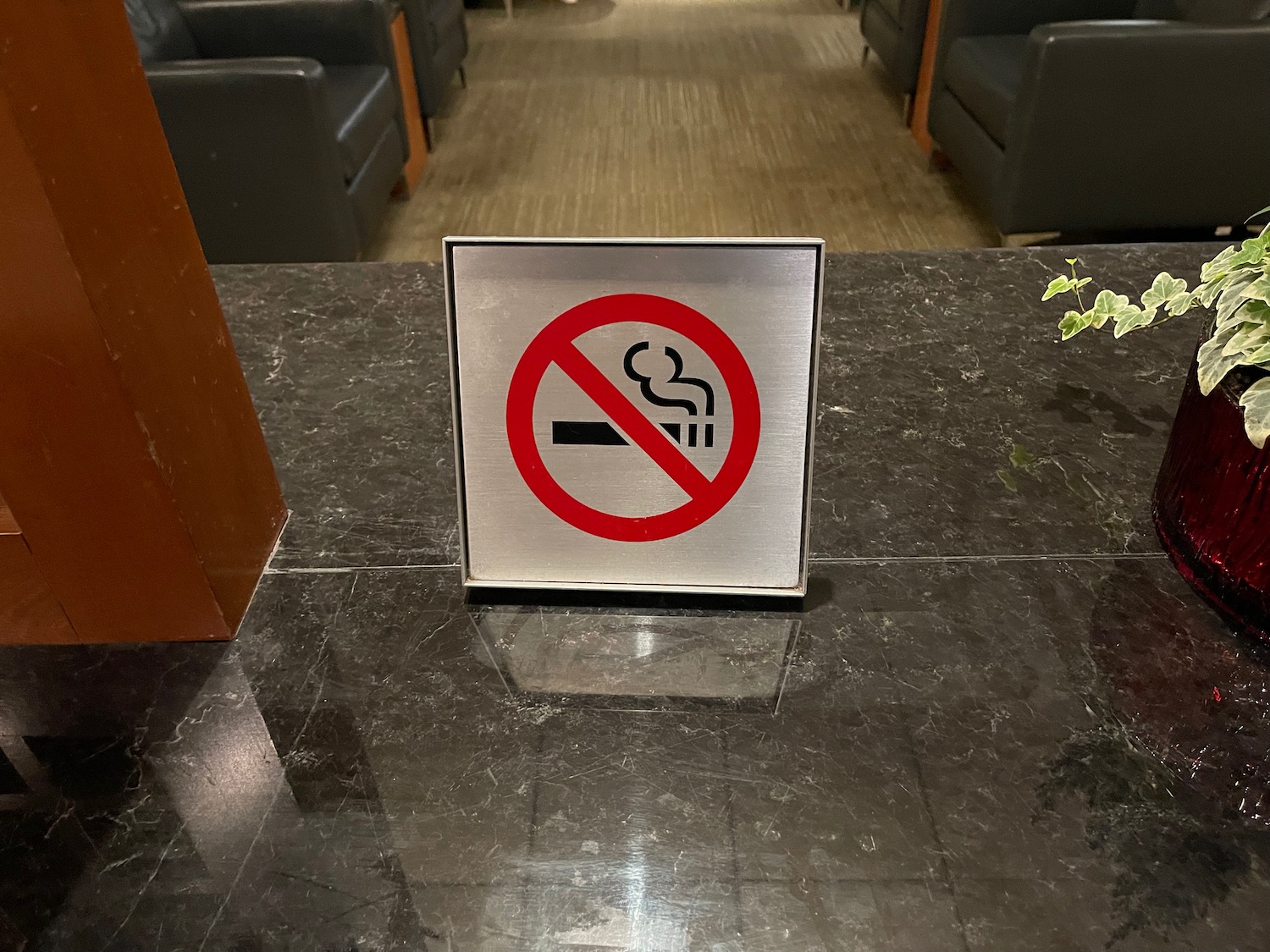 a sign on a table