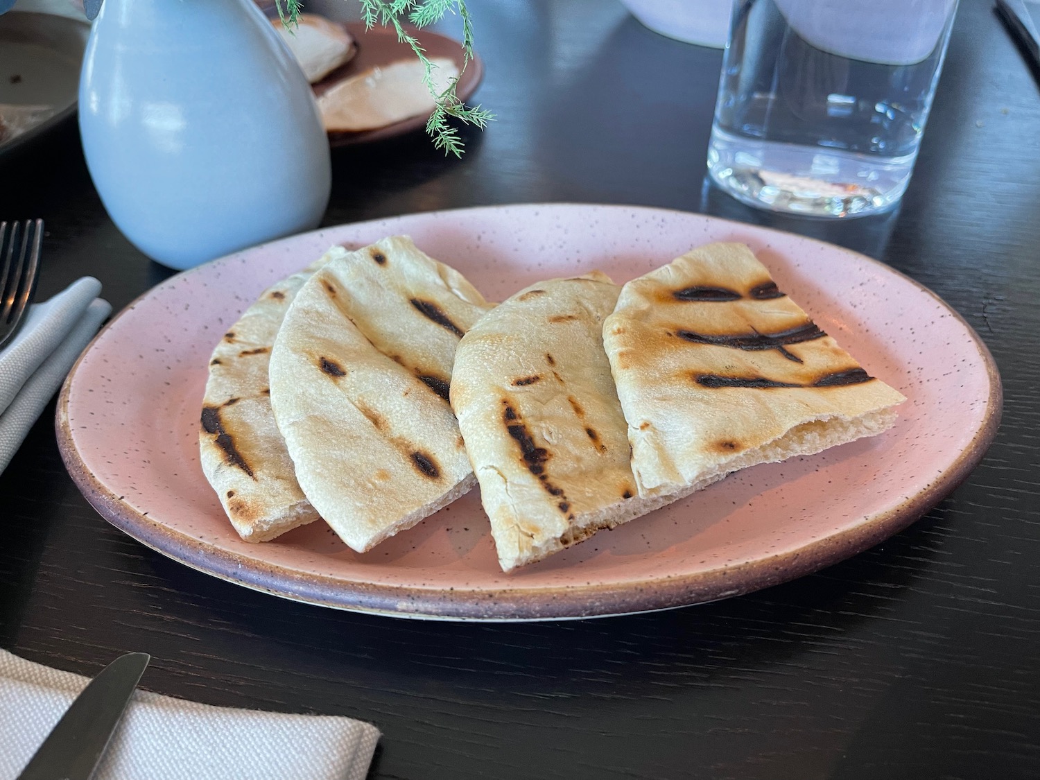 a plate of flat bread