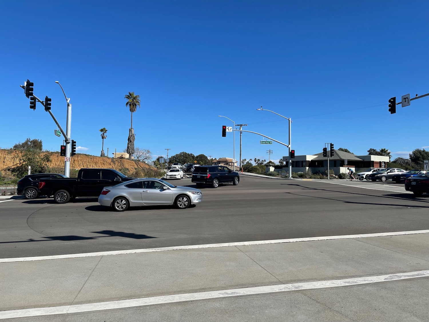 a traffic light on a road