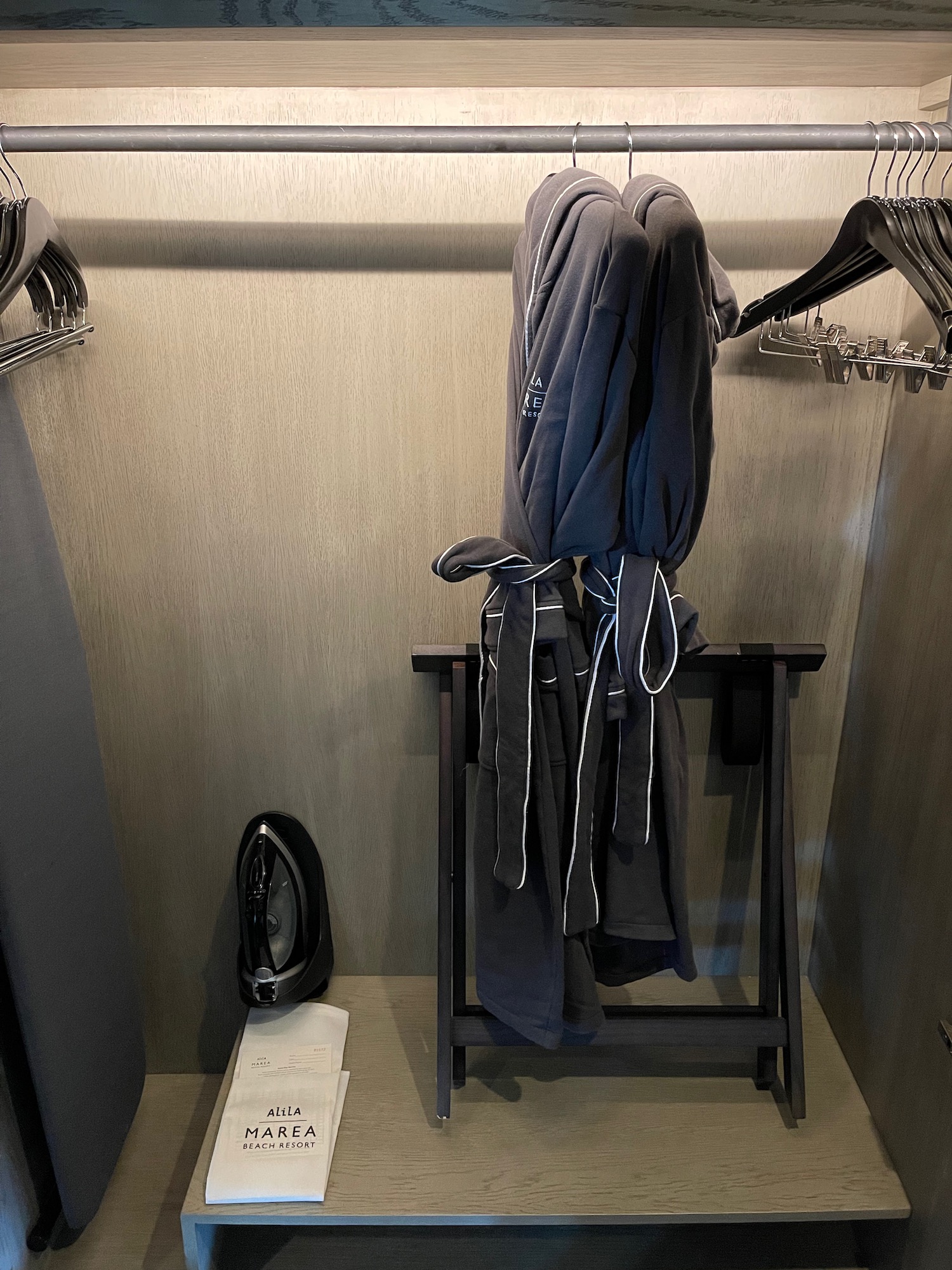 a clothes rack with a towel on it