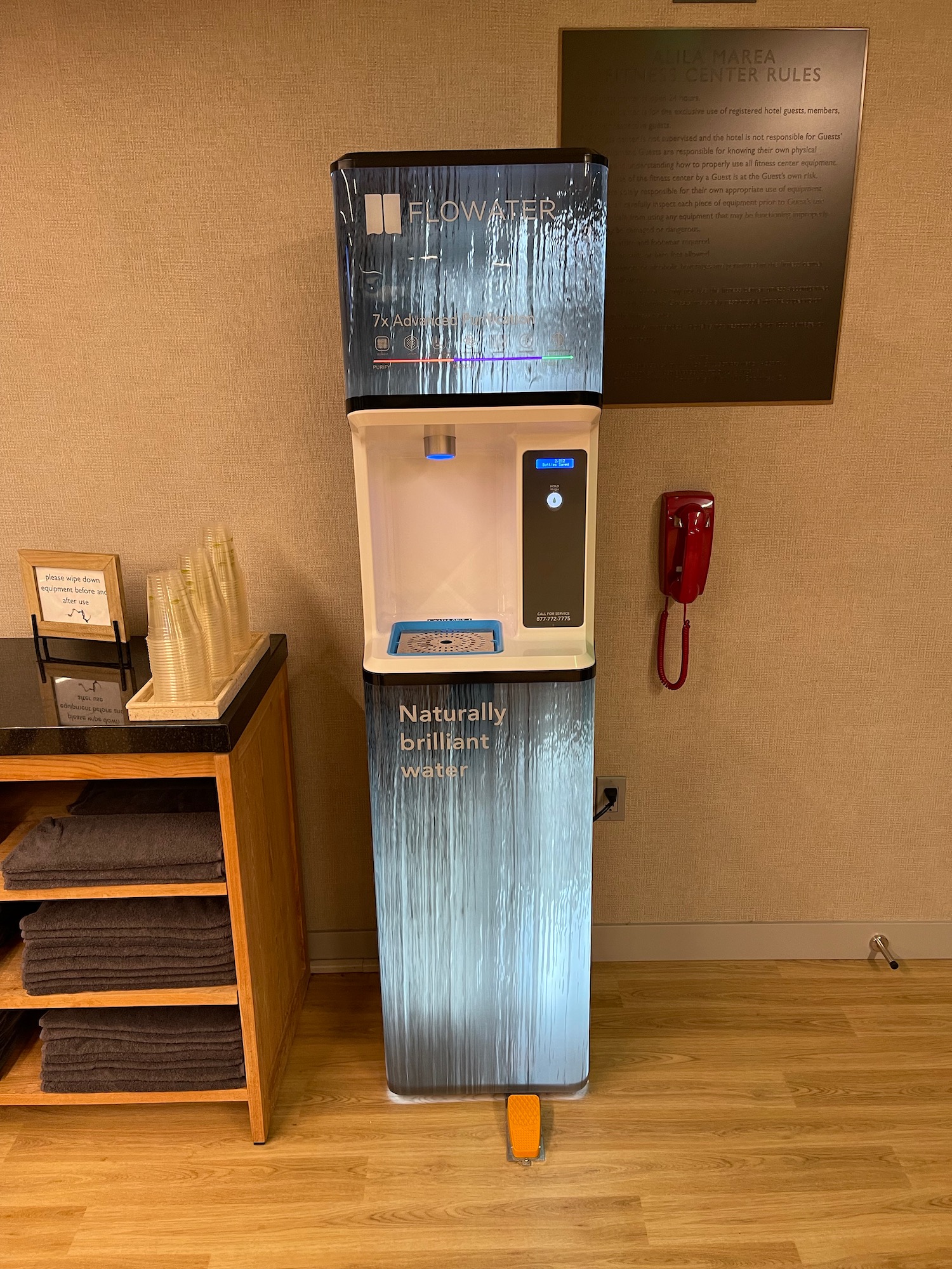 a water dispenser in a room