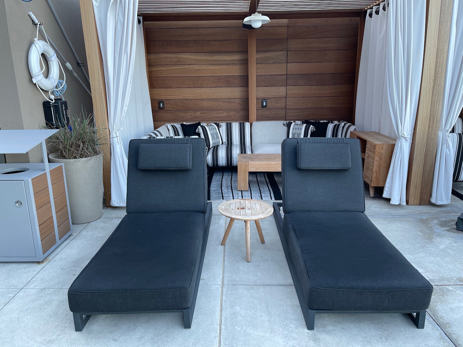 a lounge chairs on a patio