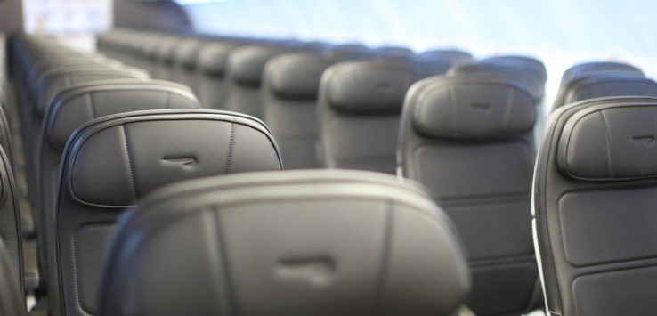 a row of seats in an airplane