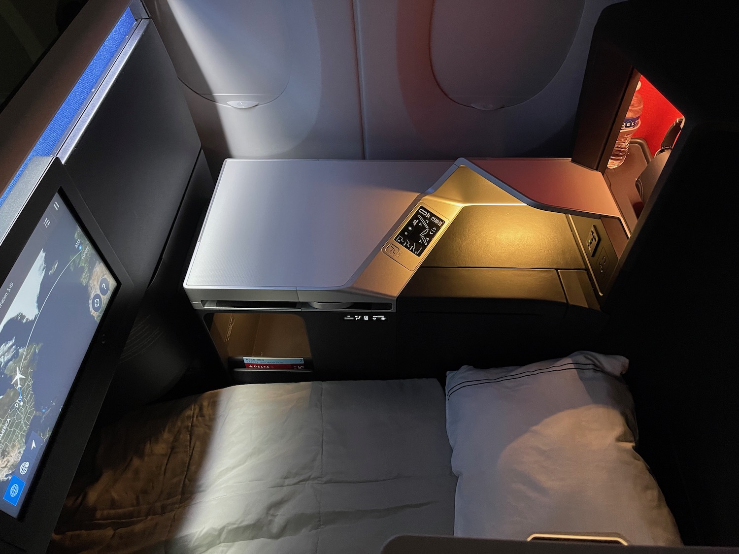 a bed in a plane