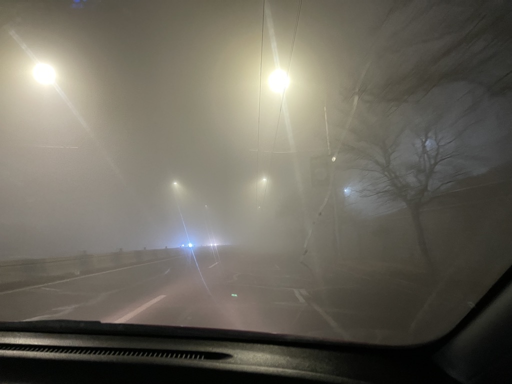 Foggy Yerevan road