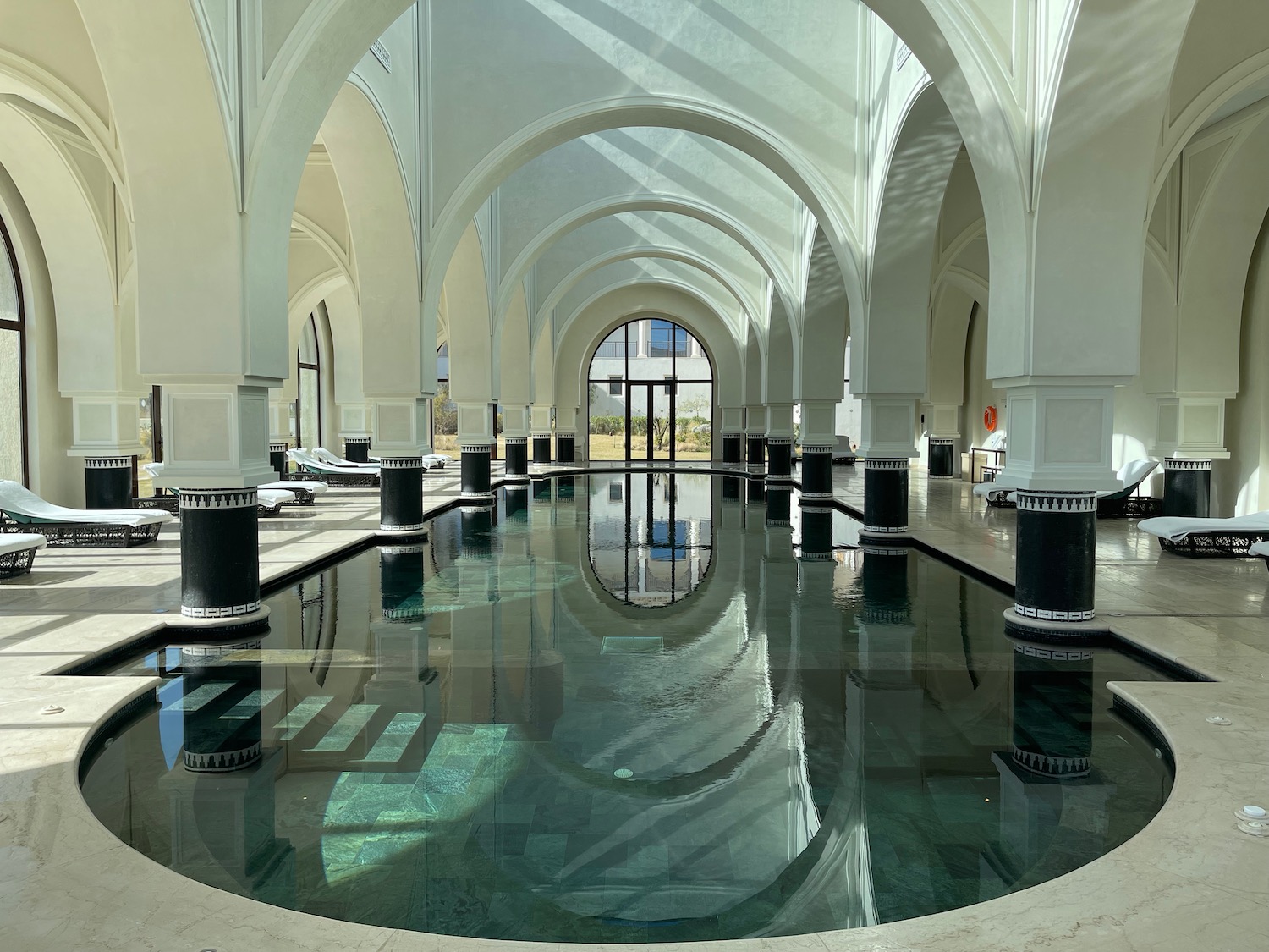 a pool inside a building