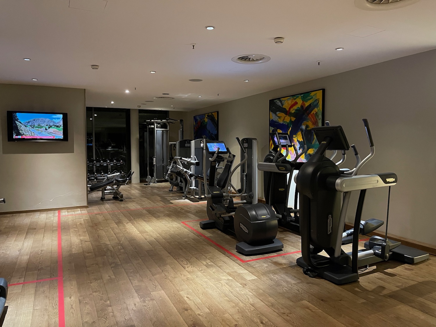 a room with exercise equipment