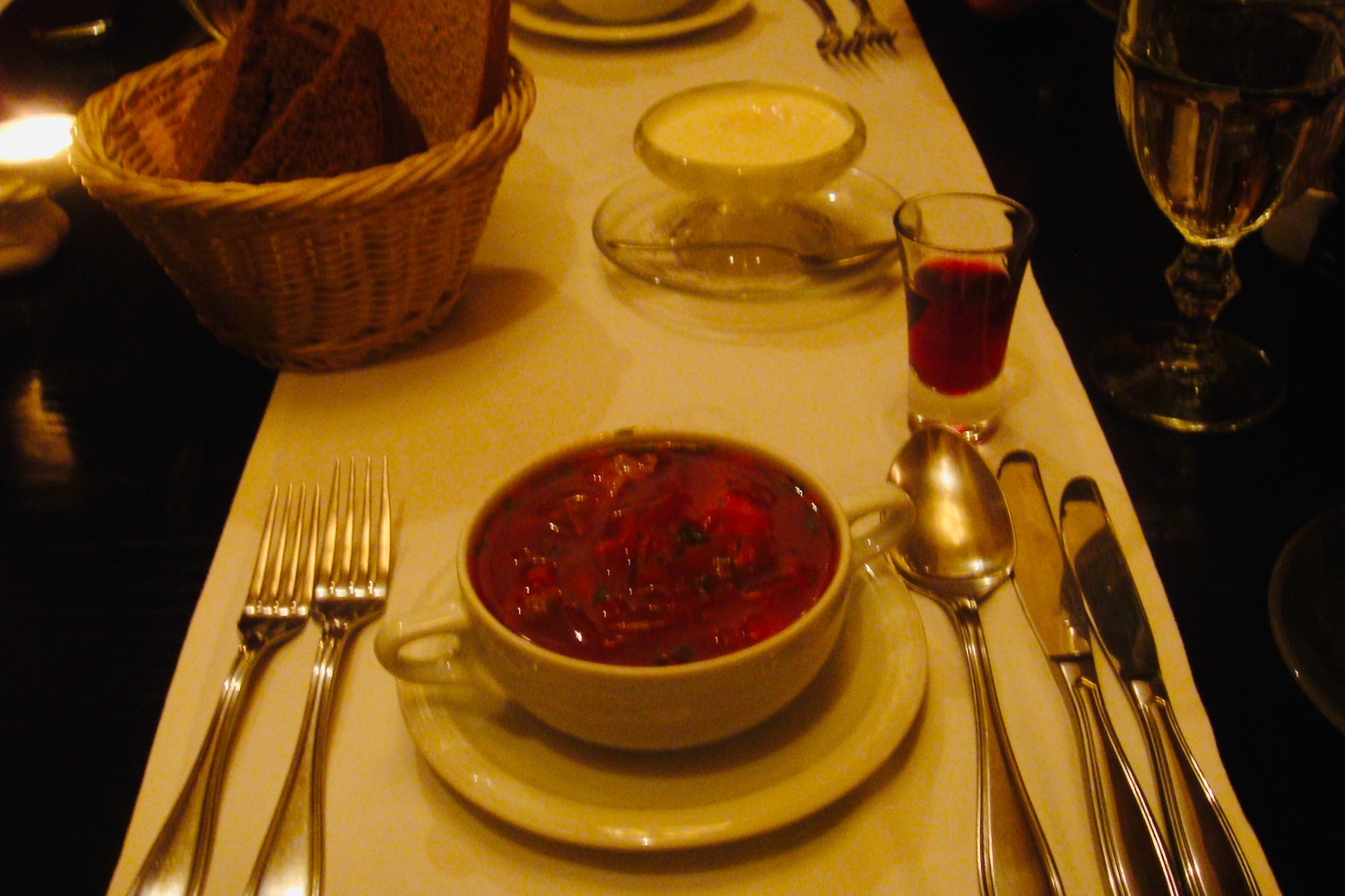 a bowl of soup on a table