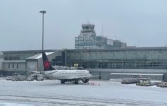 a plane on the runway