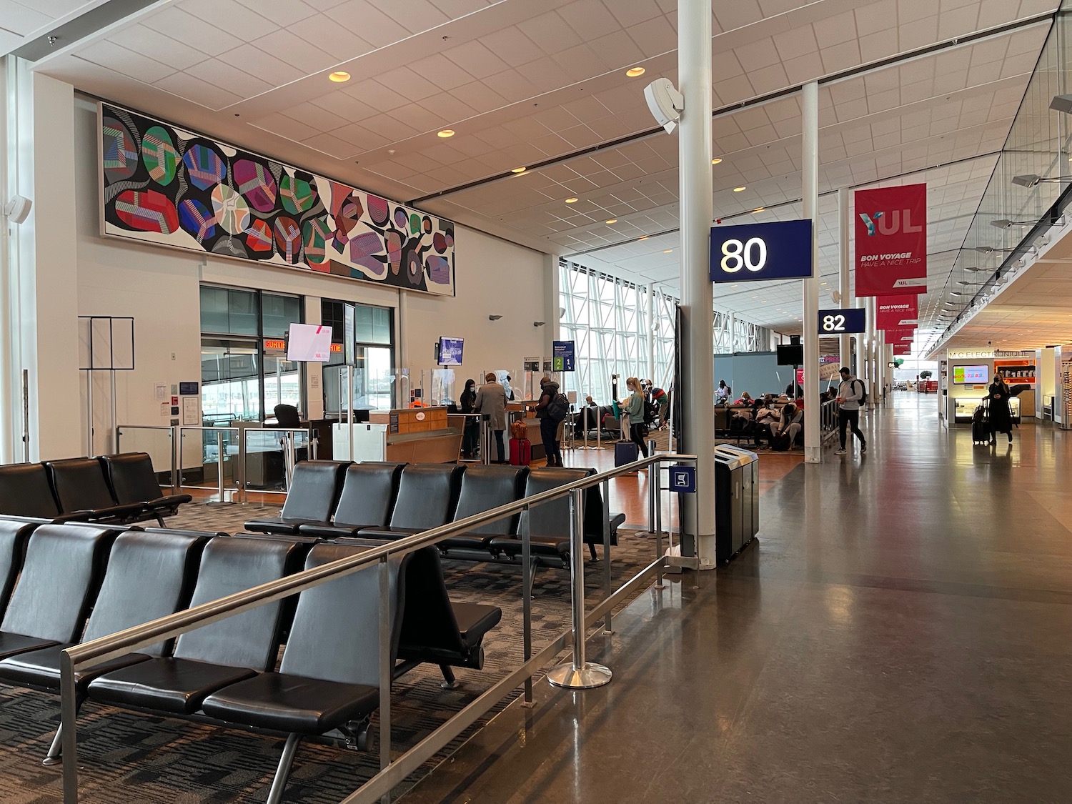 a group of people in an airport