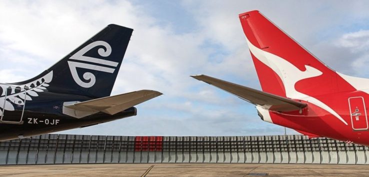 tail tails of airplanes on a runway