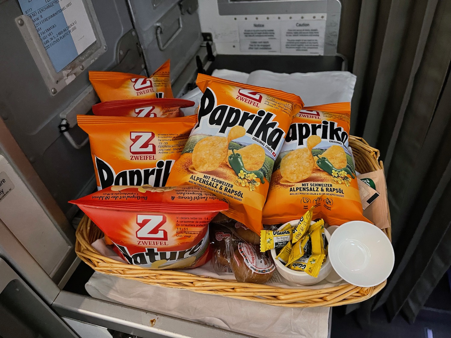 a basket of chips and snacks