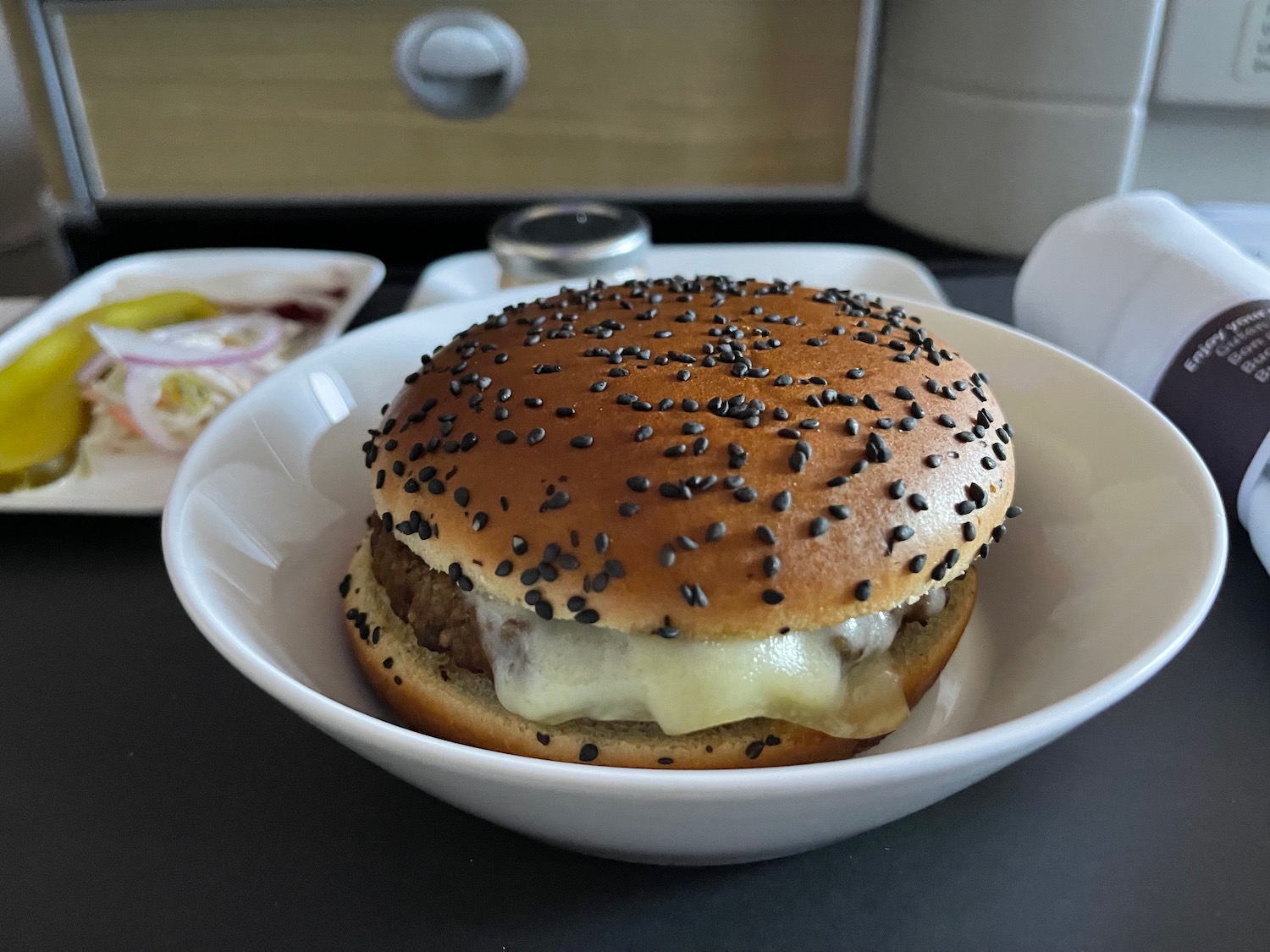 a burger in a bowl