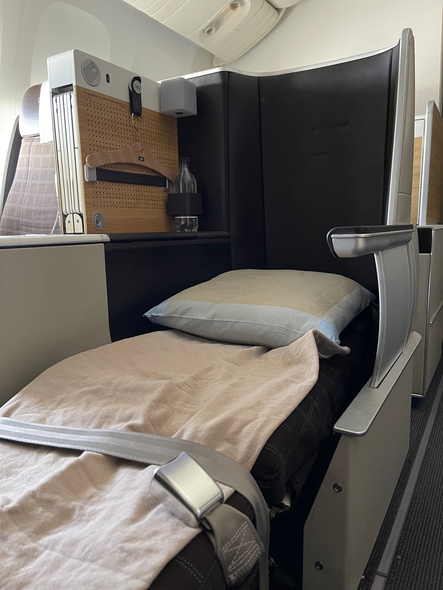 a bed in a plane