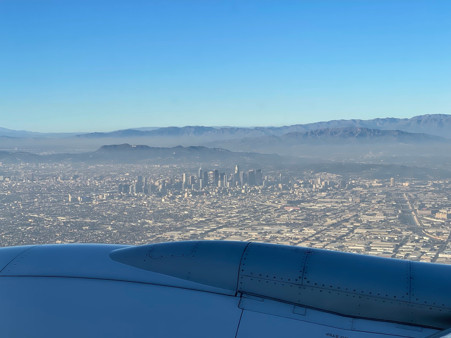 a view of a city from an airplane