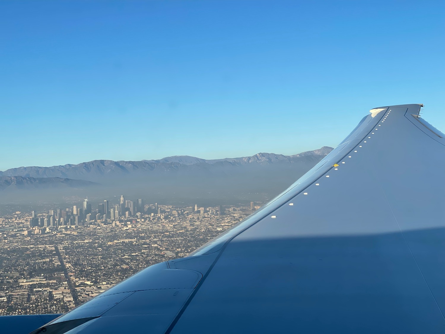 a view of a city from an airplane window