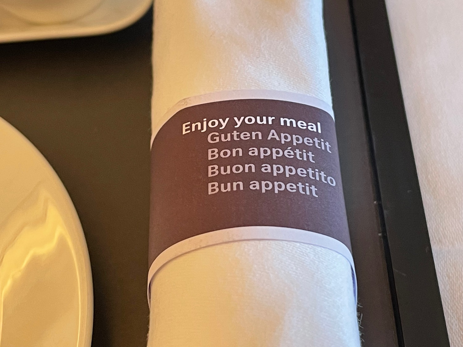 a napkin with a label on it