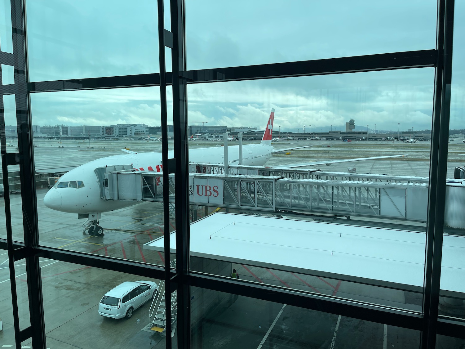 a plane parked at an airport