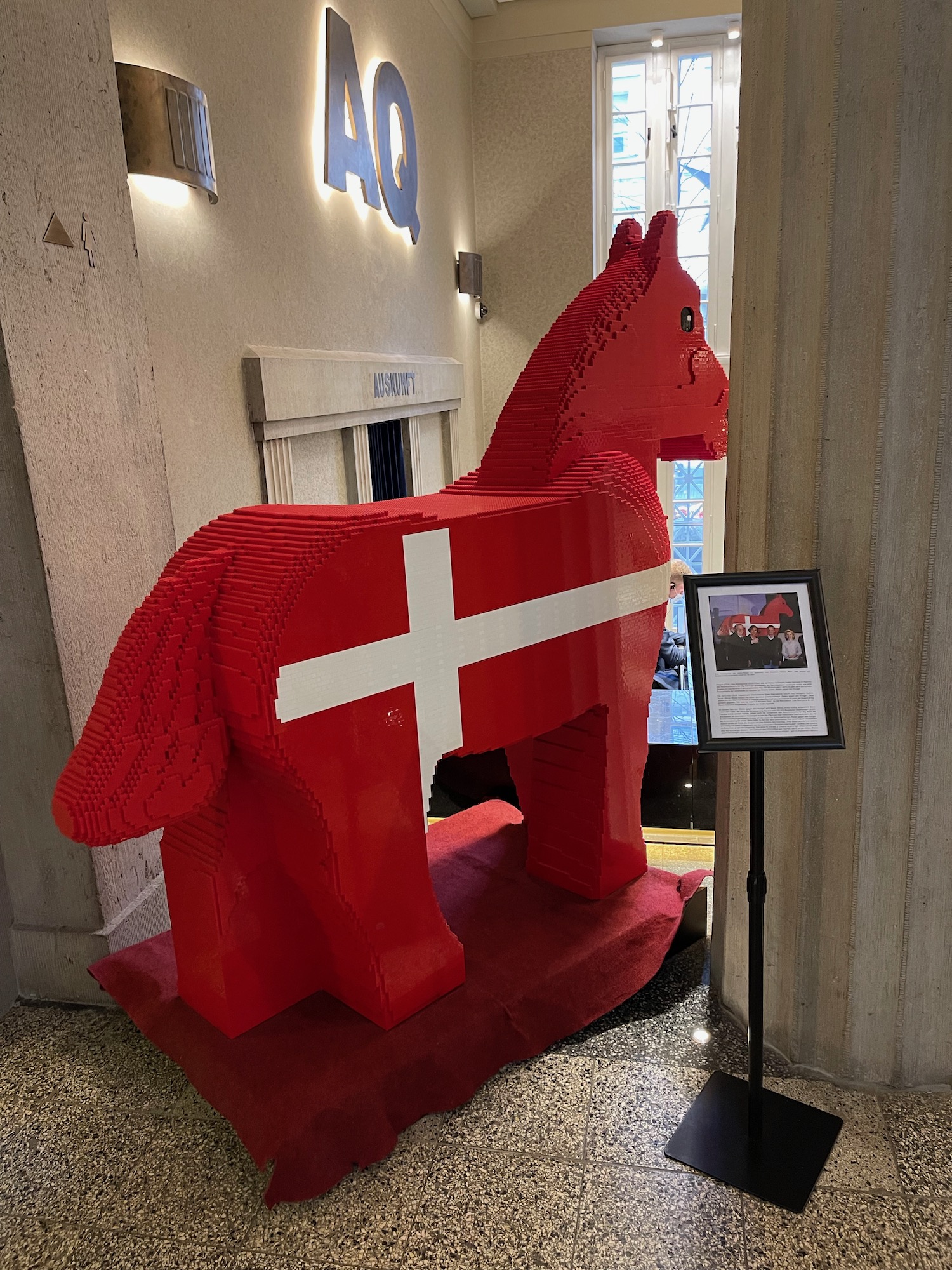 a red horse made of legos