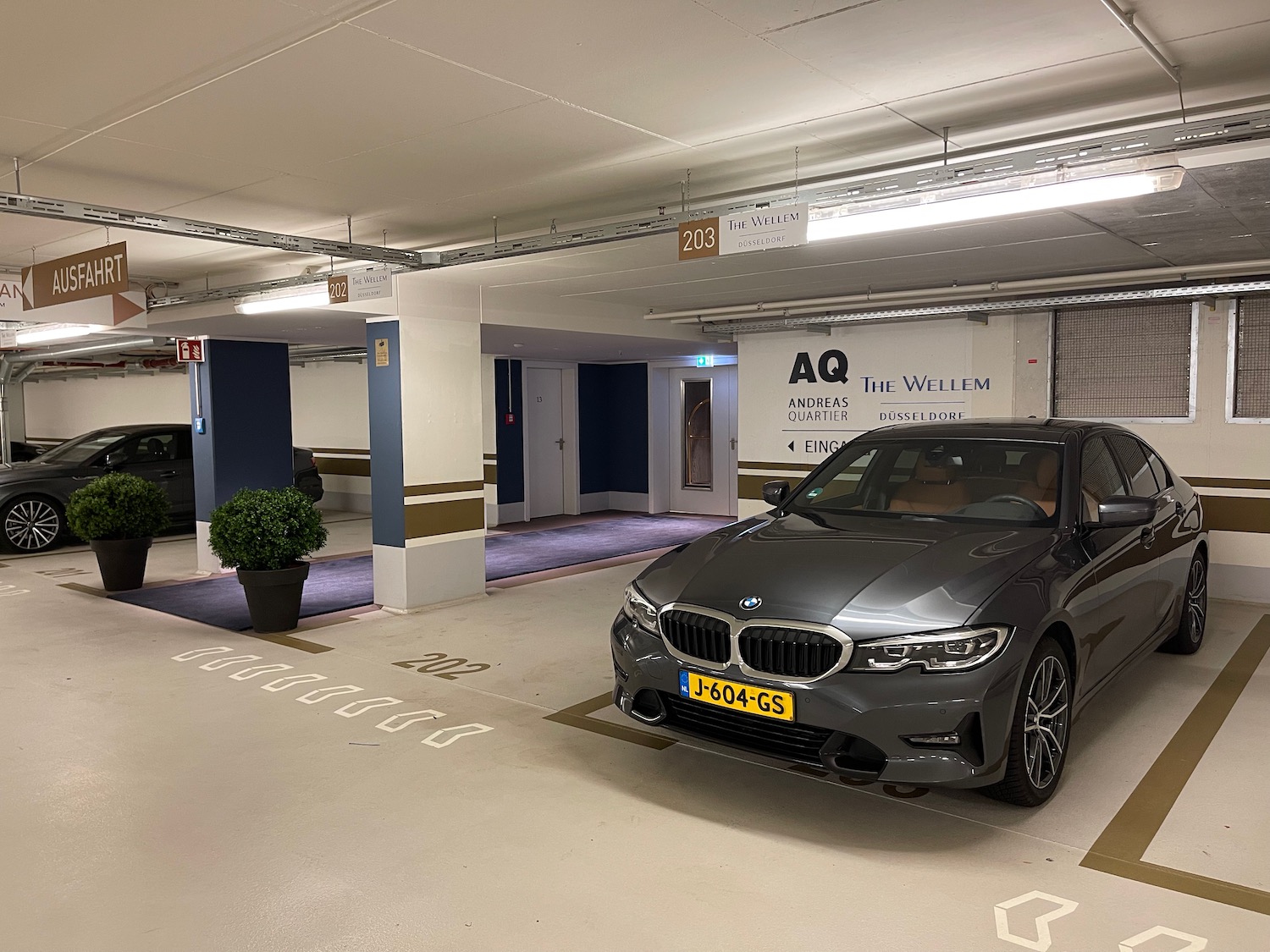 a car parked in a parking garage