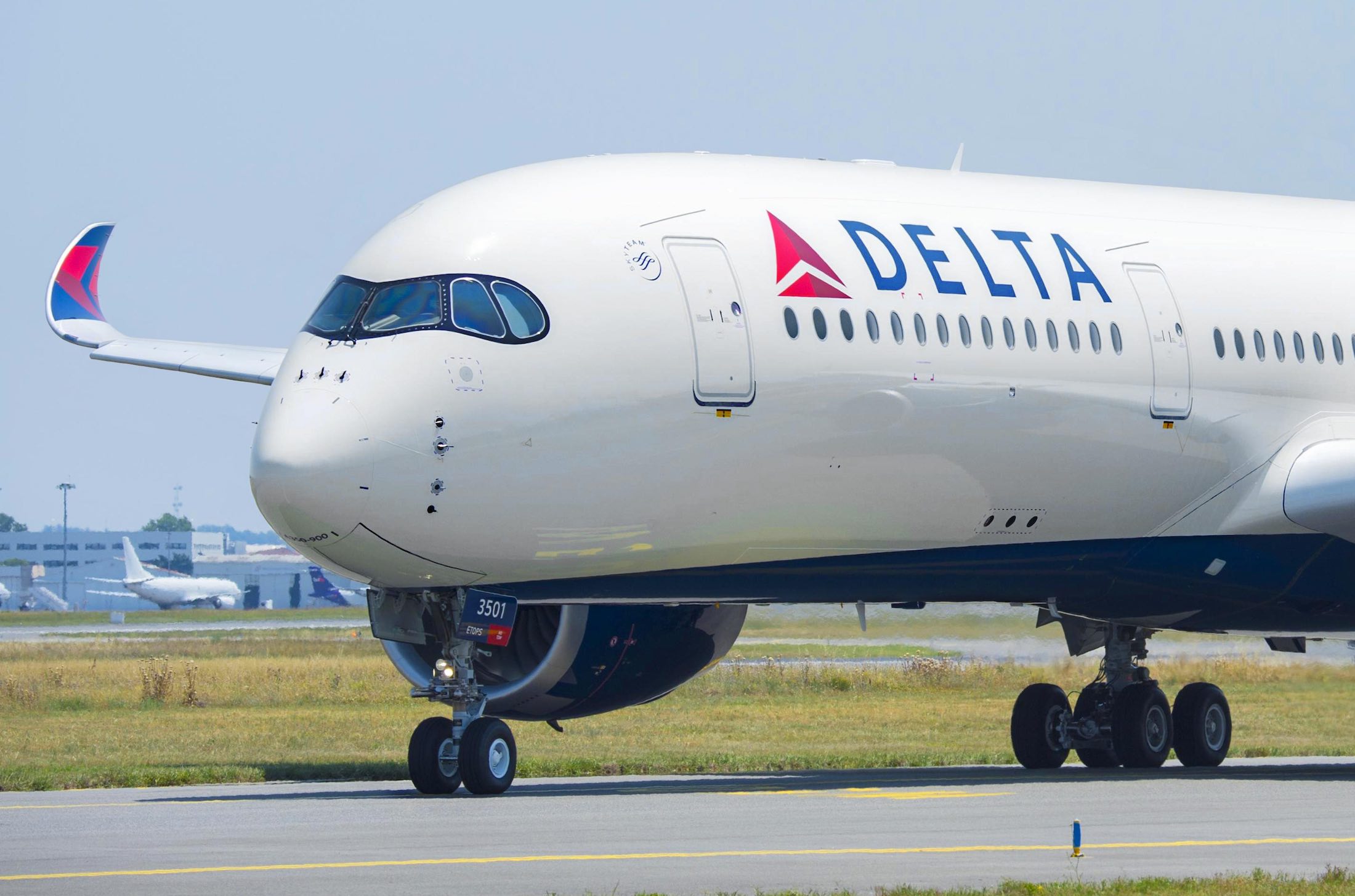 a plane on the runway