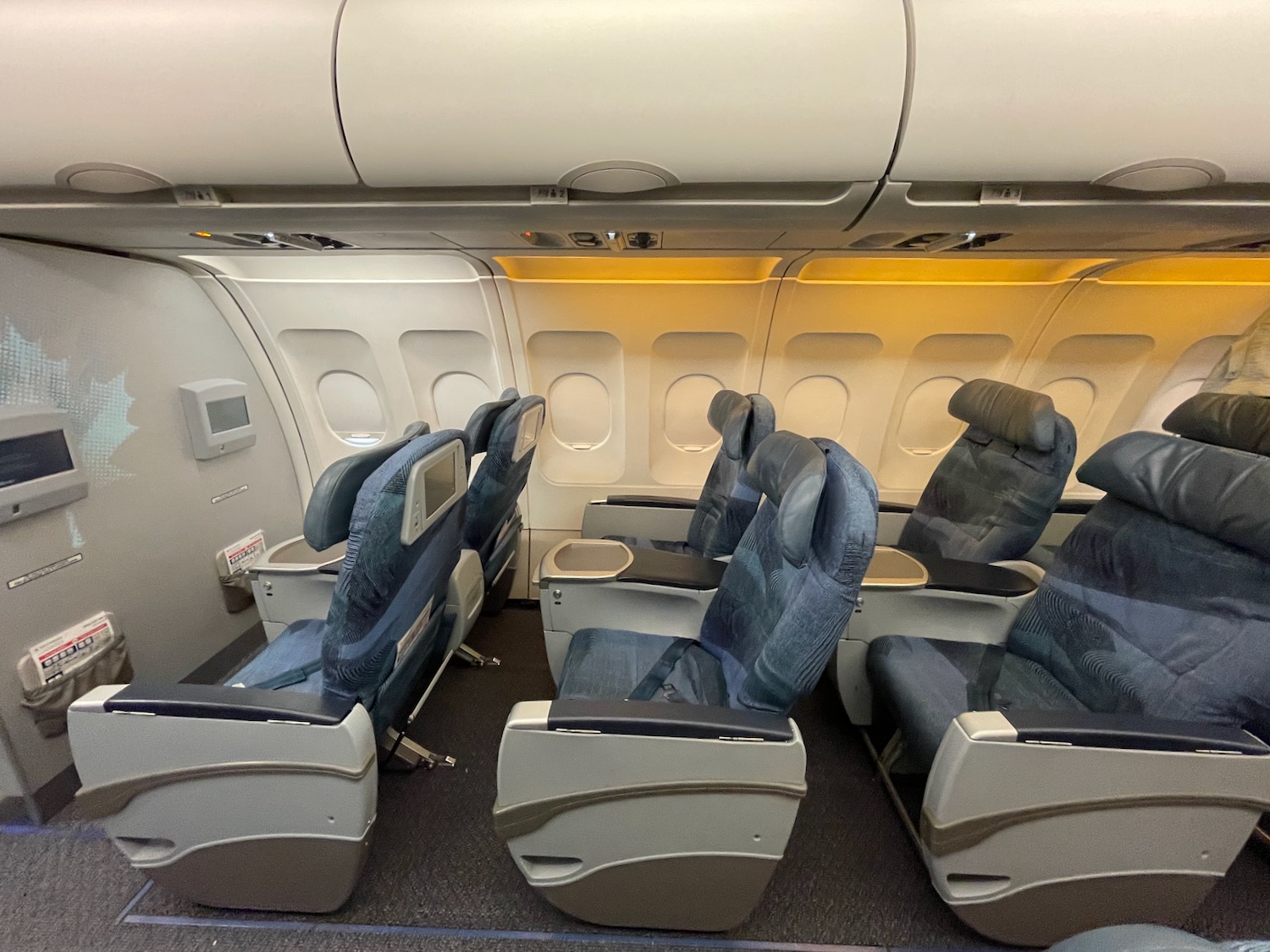 a plane with seats and a table