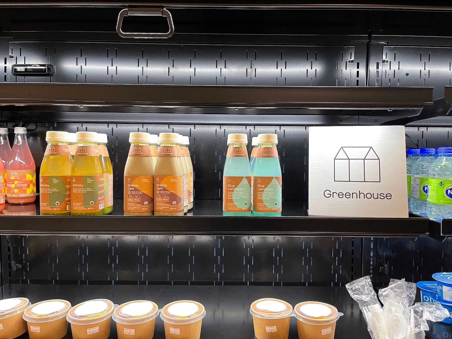 a shelf with drinks on it