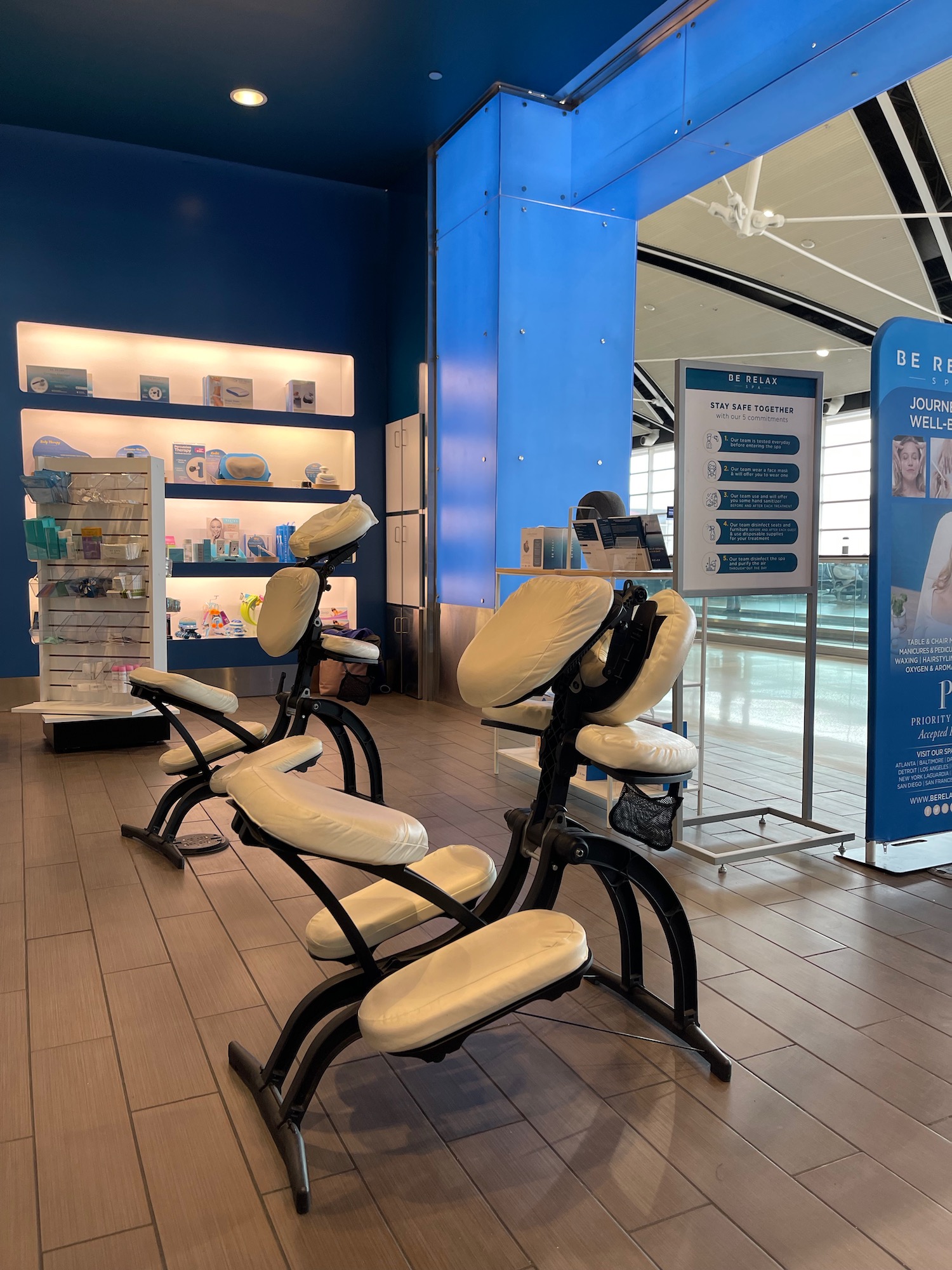 a massage chairs in a room