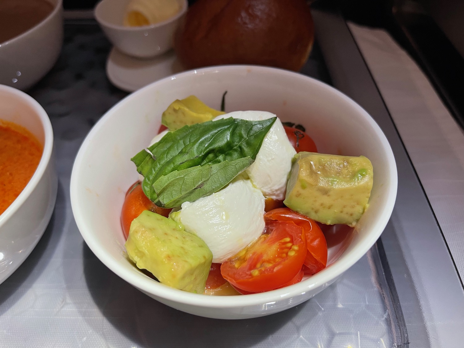 a bowl of food on a tray