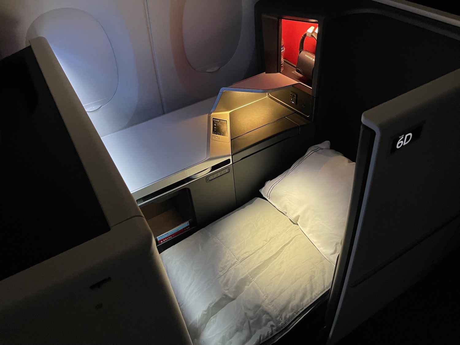 a bed in a plane