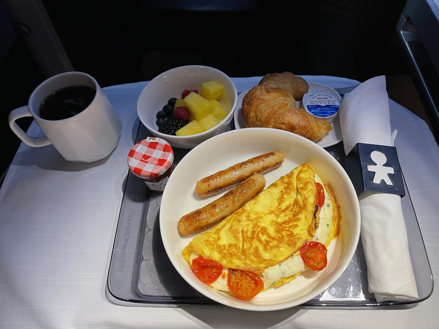 a breakfast on a tray