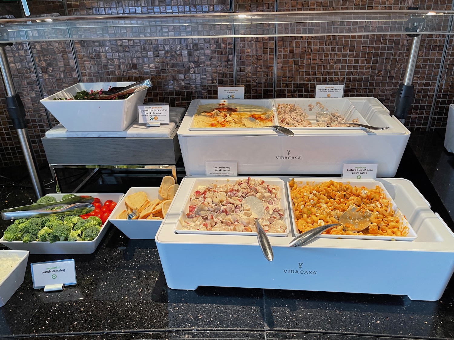 food in containers on a counter