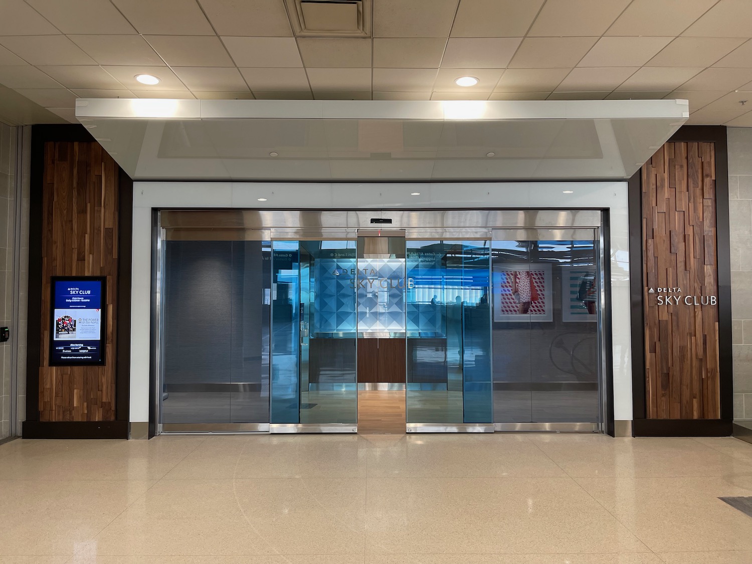 a glass doors in a building