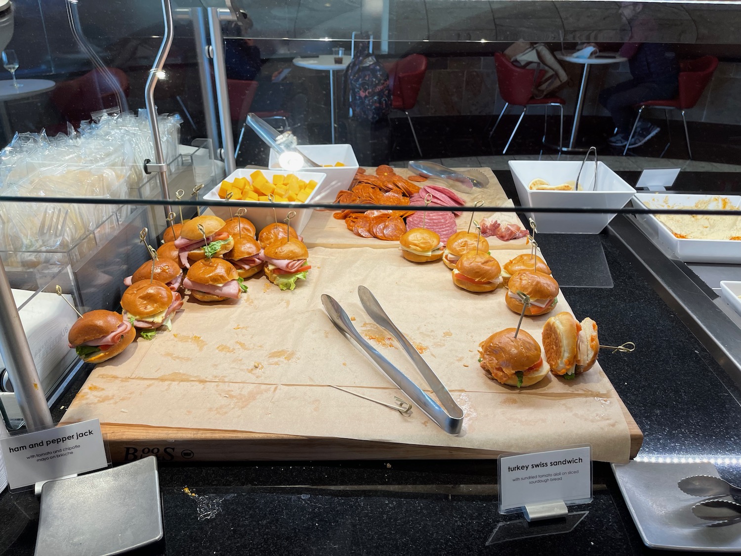 a tray of sandwiches on a table