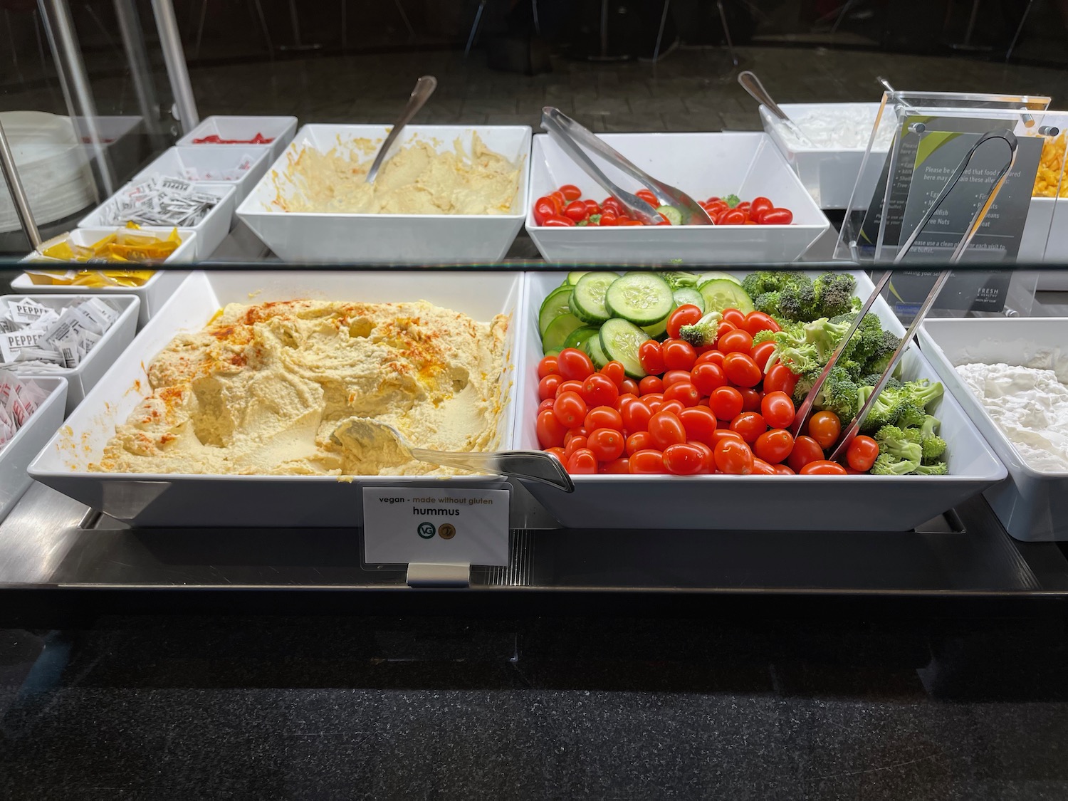 a buffet with different types of food