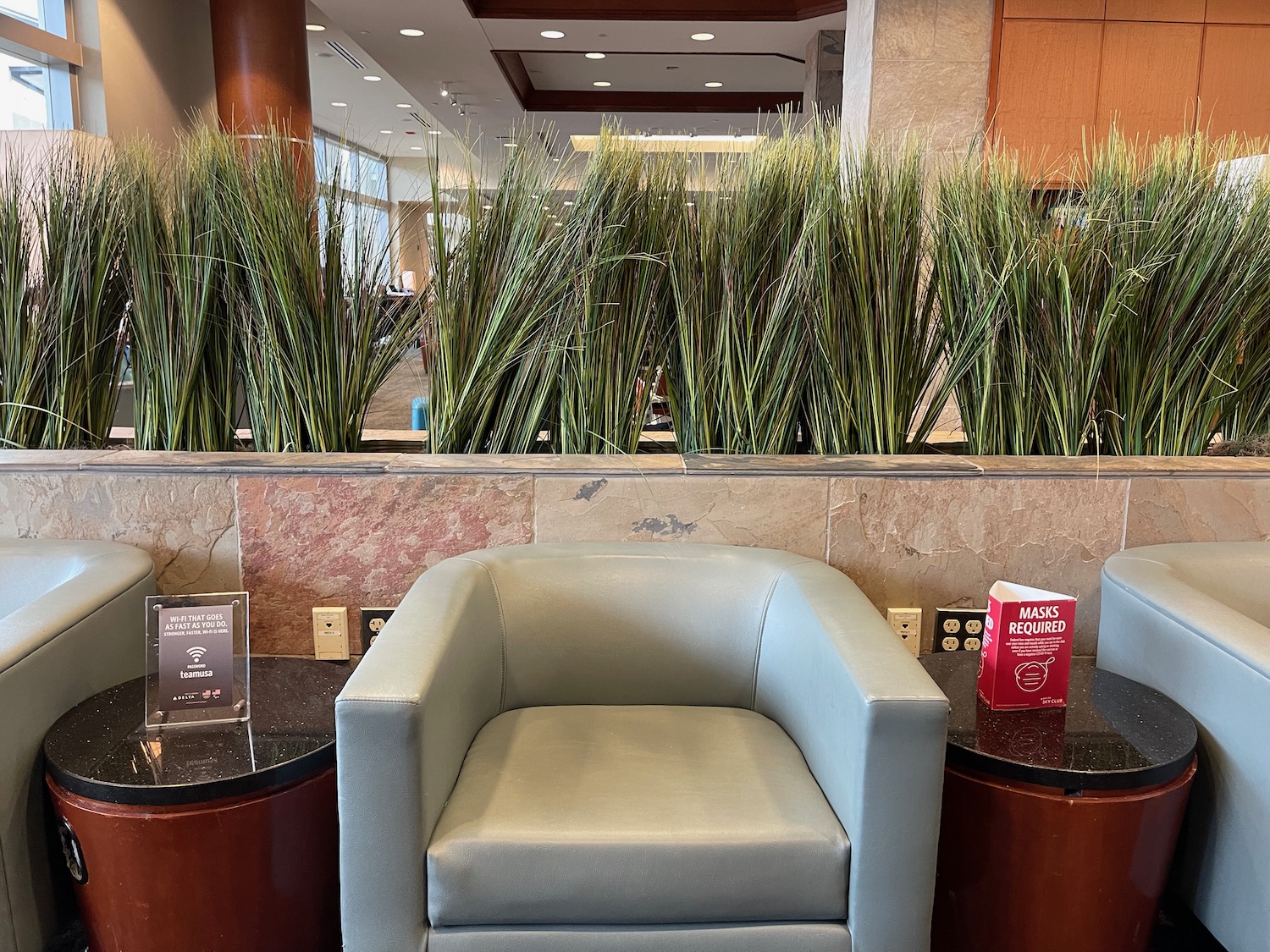 a chair in a lobby