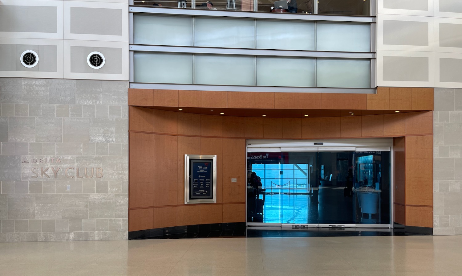 a glass door in a building