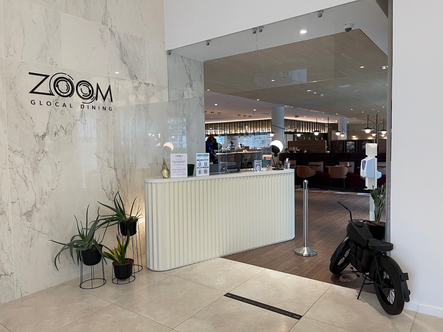 a reception desk in a building