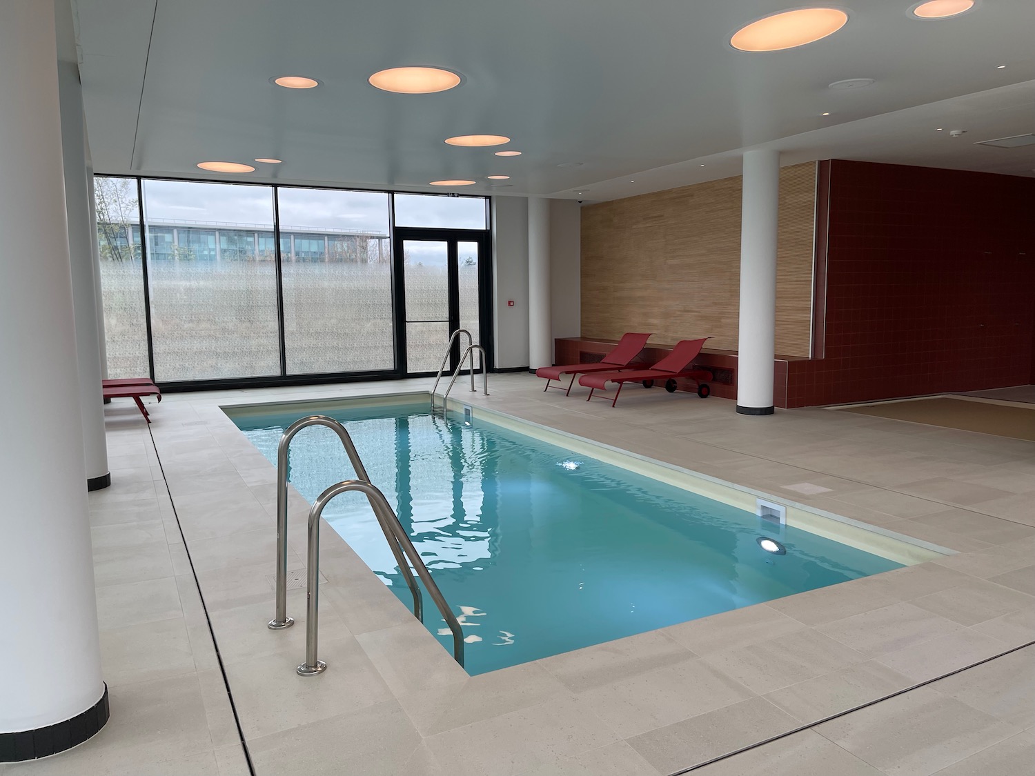 a pool inside a building